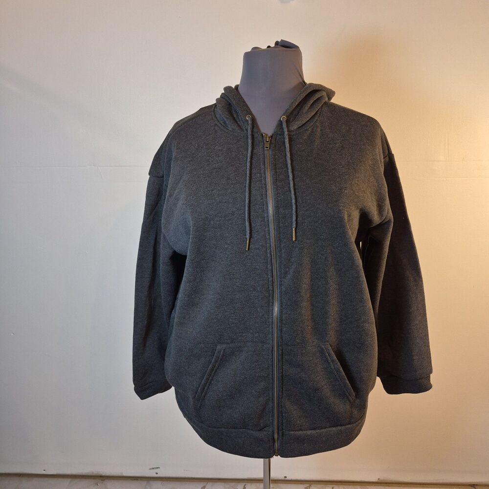 No Comment Women's Full Zip Hoodie Jacket Junior Size 3X Gray